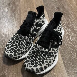 Adidas Black and White Leopard Sneakers
